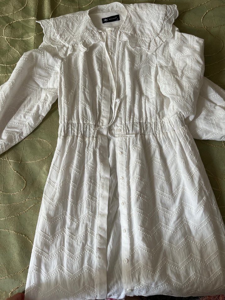 Nakışlı Beyaz Bohem Uzun Kadın Elbisesi - Görsel 3