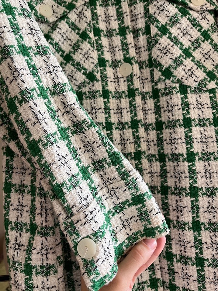Yeşil Ekose Uzun Kollu Kadın Gömlek - Görsel 2
