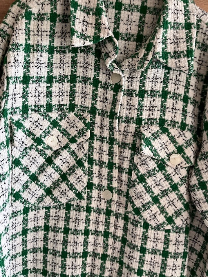 Yeşil Ekose Uzun Kollu Kadın Gömlek - Görsel 4