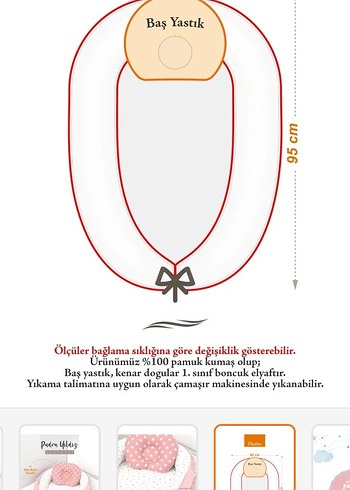 Umaybebek Pudra Yıldız Desenli Bebek Uyku Yatağı - Görsel 4