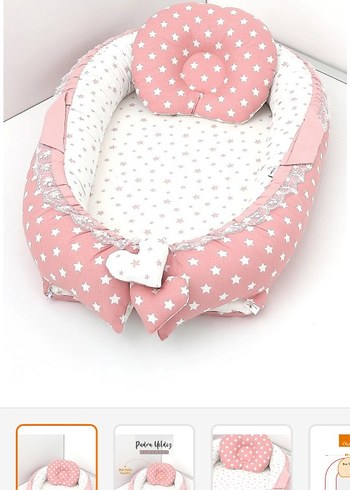 Umaybebek Pudra Yıldız Desenli Bebek Uyku Yatağı - Görsel 2