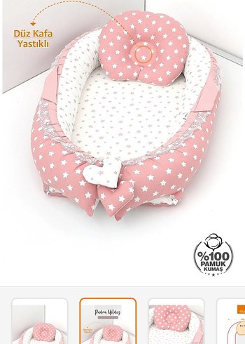 Umaybebek Pudra Yıldız Desenli Bebek Uyku Yatağı - Görsel 3