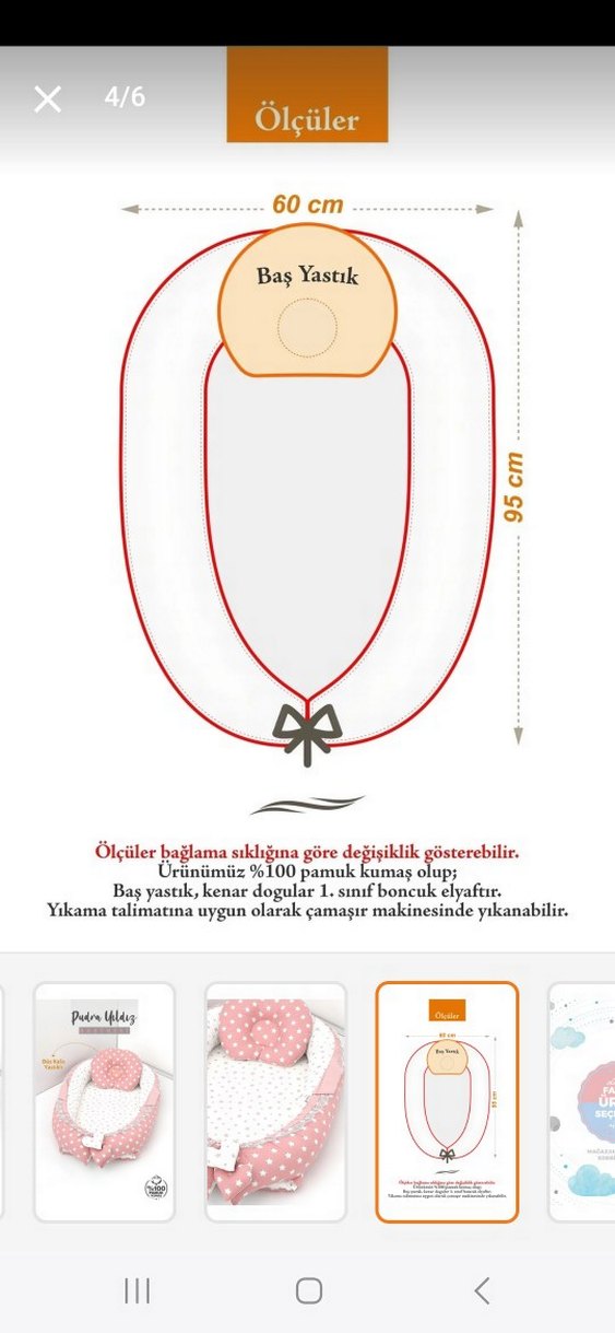 Umaybebek Pudra Yıldız Desenli Bebek Uyku Yatağı - Görsel 4