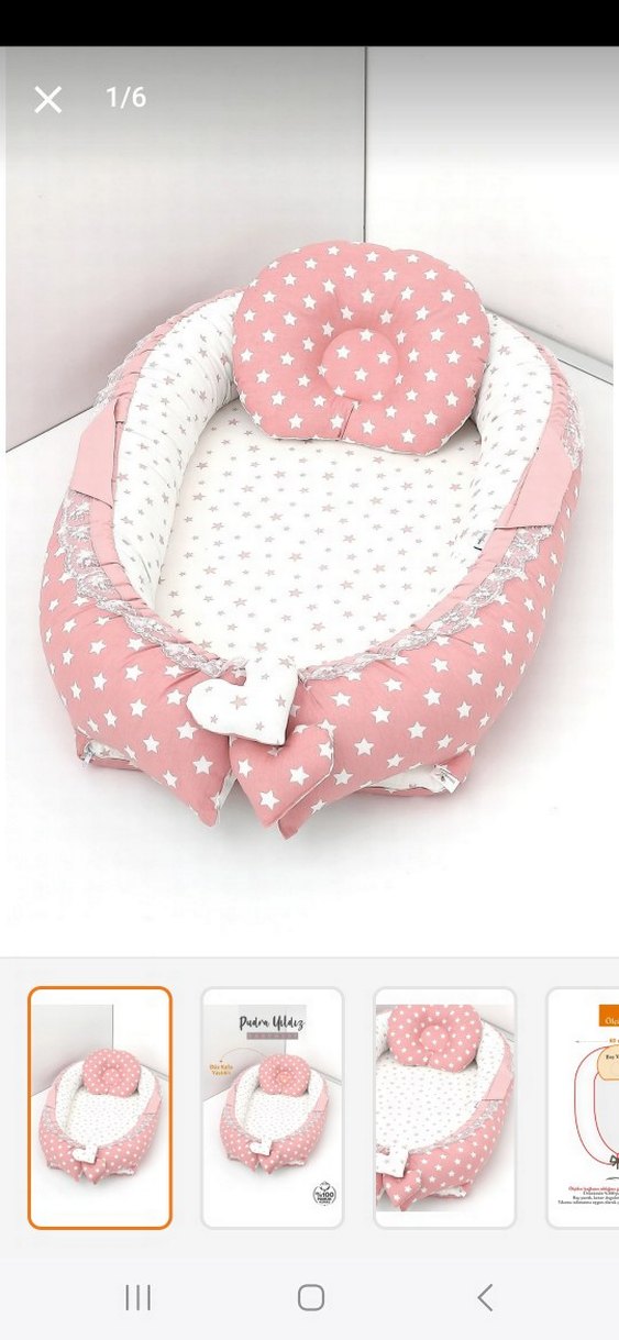 Umaybebek Pudra Yıldız Desenli Bebek Uyku Yatağı - Görsel 2