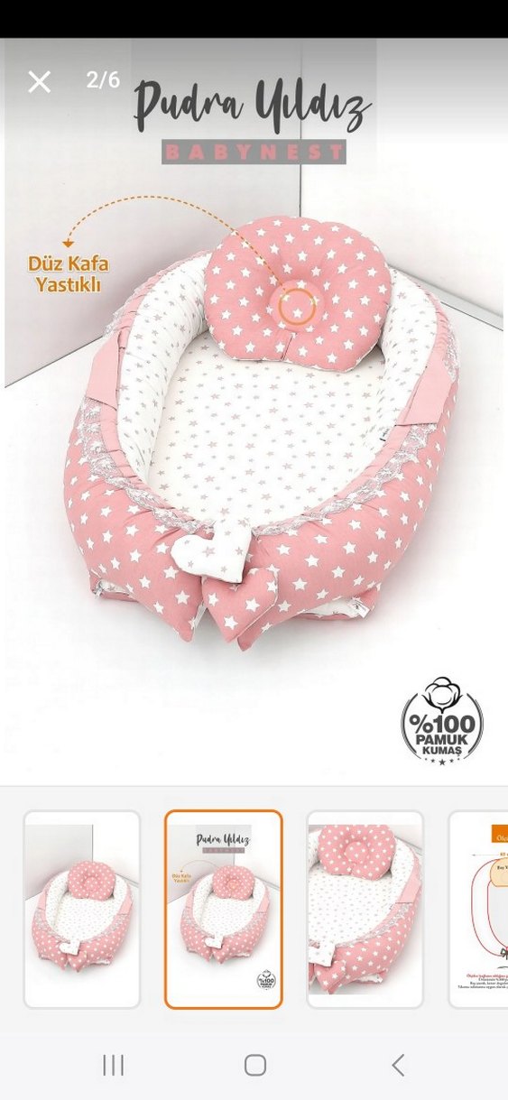 Umaybebek Pudra Yıldız Desenli Bebek Uyku Yatağı - Görsel 3