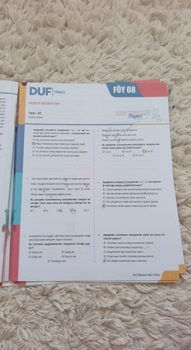 DUF TYT Türkçe Ders Uygulama Föyleri - Görsel 4