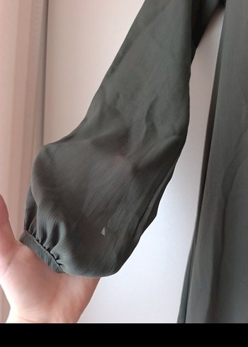 Uzun Kollu Salaş Haki Tunik - Görsel 3