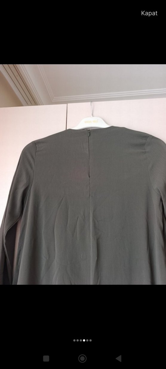 Uzun Kollu Salaş Haki Tunik - Görsel 4