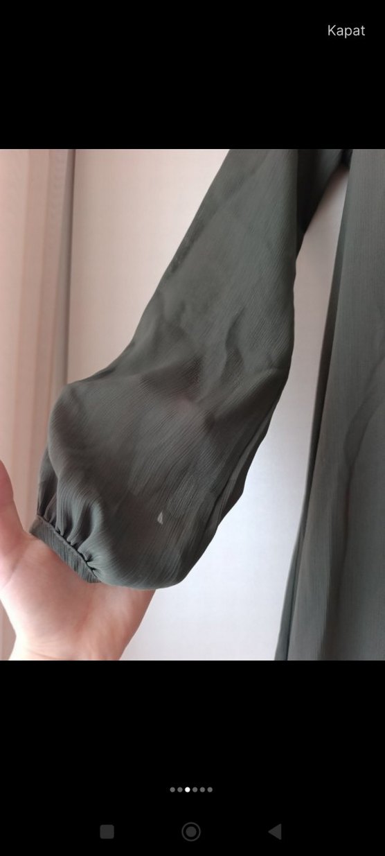 Uzun Kollu Salaş Haki Tunik - Görsel 3