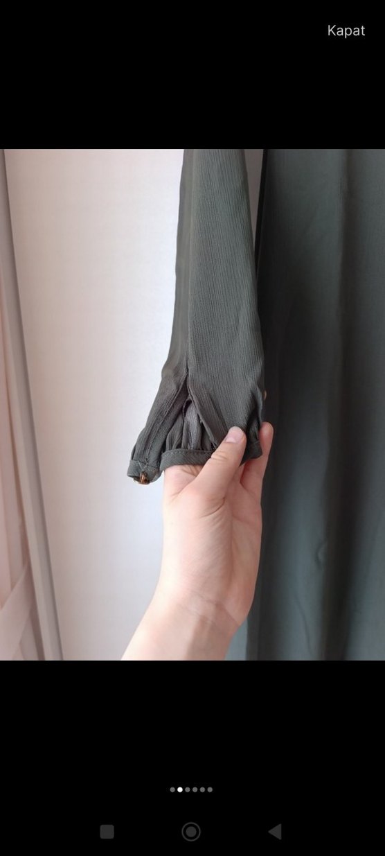 Uzun Kollu Salaş Haki Tunik - Görsel 2