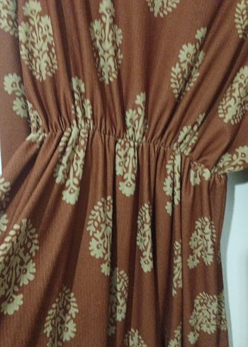l Beden Bordo Desenli Uzun Bohem Elbise 135cm boy