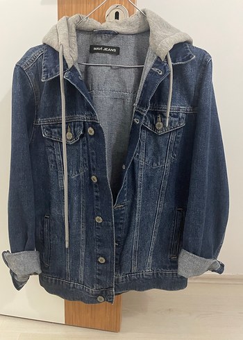 Kadın Gri Kapüşonlu Denim Ceket - Görsel 3