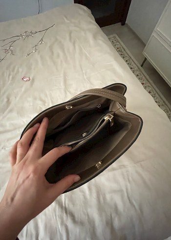 Bej Deri Kadın Omuz Çantası - Görsel 2