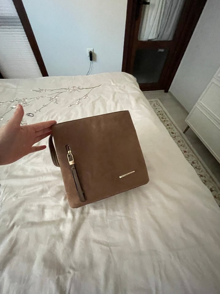 Bej Deri Kadın Omuz Çantası - Görsel 3