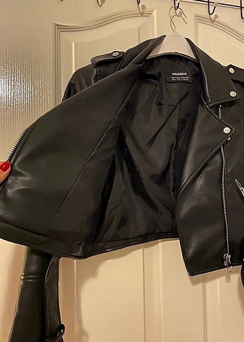 Kadın Siyah Deri Biker Ceket - Görsel 3