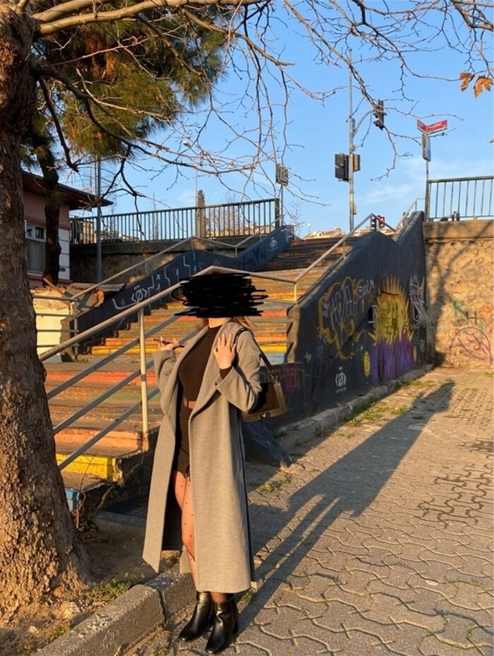 Gri Kuşaklı Uzun Kaban - Görsel 2