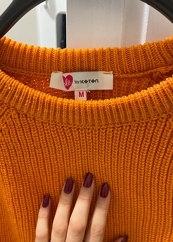 Turuncu Kadın Triko Bisiklet Yaka Kazak - Görsel 2