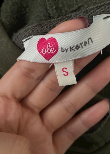 Kadın Haki Kapüşonlu Kısa Kollu Sweatshirt - Görsel 3