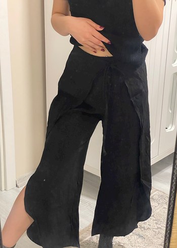 Siyah Bol Kesim Kadın Pantolon - Görsel 4