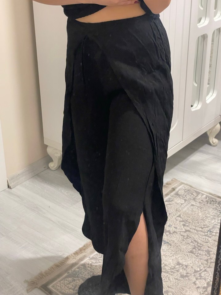 Siyah Bol Kesim Kadın Pantolon - Görsel 2