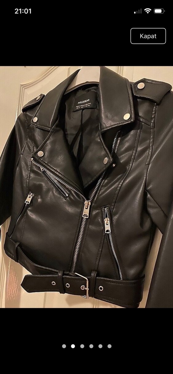 Kadın siyah deri ceket - Görsel 2