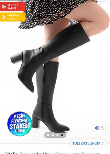 Siyah Deri Kadın Dizüstü Çizme - Görsel 4
