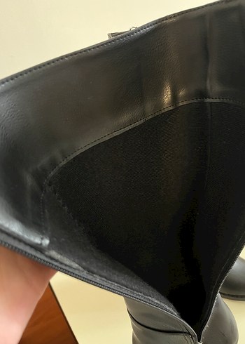 Siyah Deri Kadın Dizüstü Çizme - Görsel 3