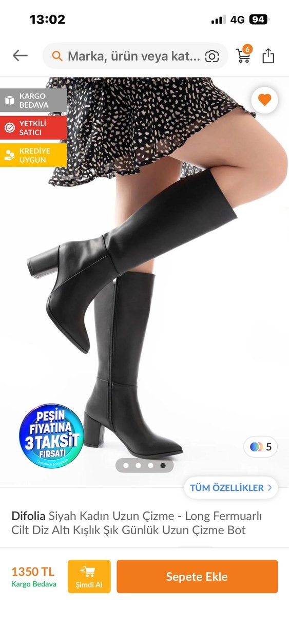 Siyah Deri Kadın Dizüstü Çizme - Görsel 4