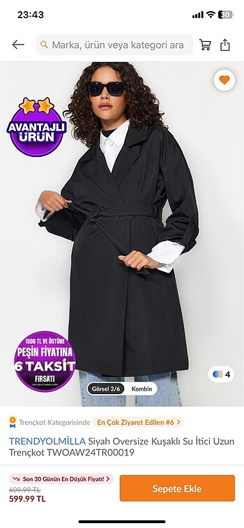 Siyah trendyolmilla Trençkot