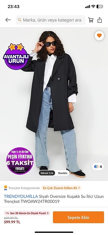 Trendyol & Milla Siyah trendyolmilla Trençkot