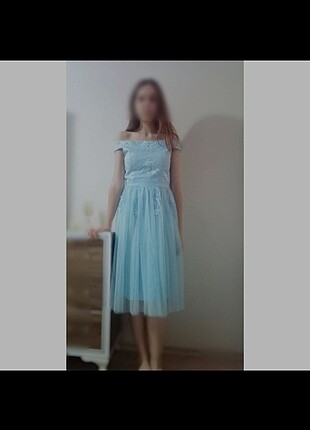 REZERVE Kadın Bebek Mavisi Dantel Detaylı Elbise