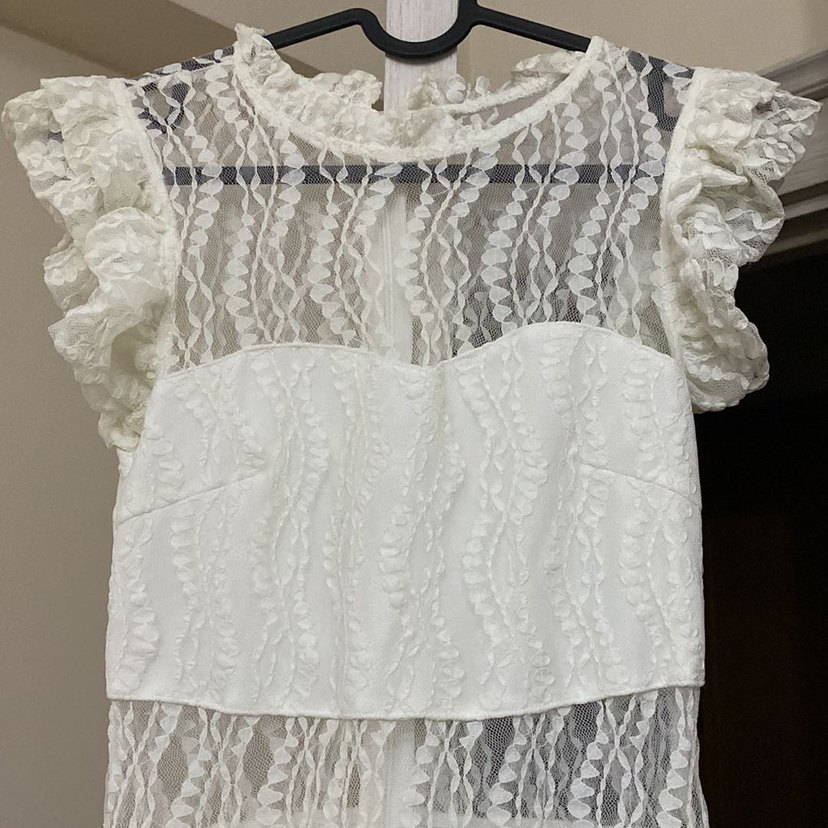 Dantel Detaylı Beyaz Mini Nişan Elbisesi - Görsel 3