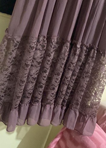 Mor Uzun Kollu Bohem Nakışlı Elbise - Görsel 4