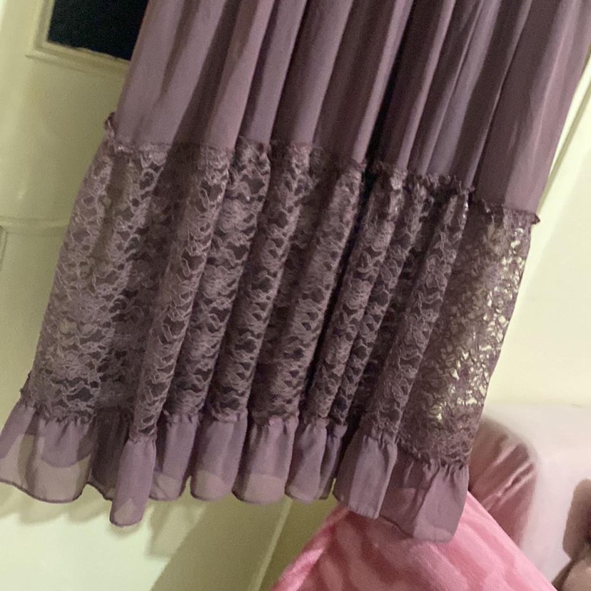 Mor Uzun Kollu Bohem Nakışlı Elbise - Görsel 4