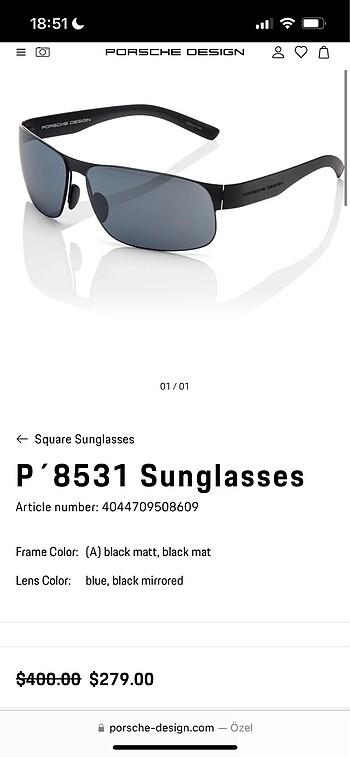 Porsche Design Güneş Gözlüğü