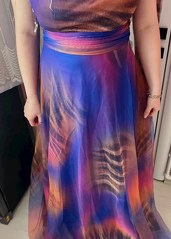 Mor Drapeli broşlu elbise - Görsel 5