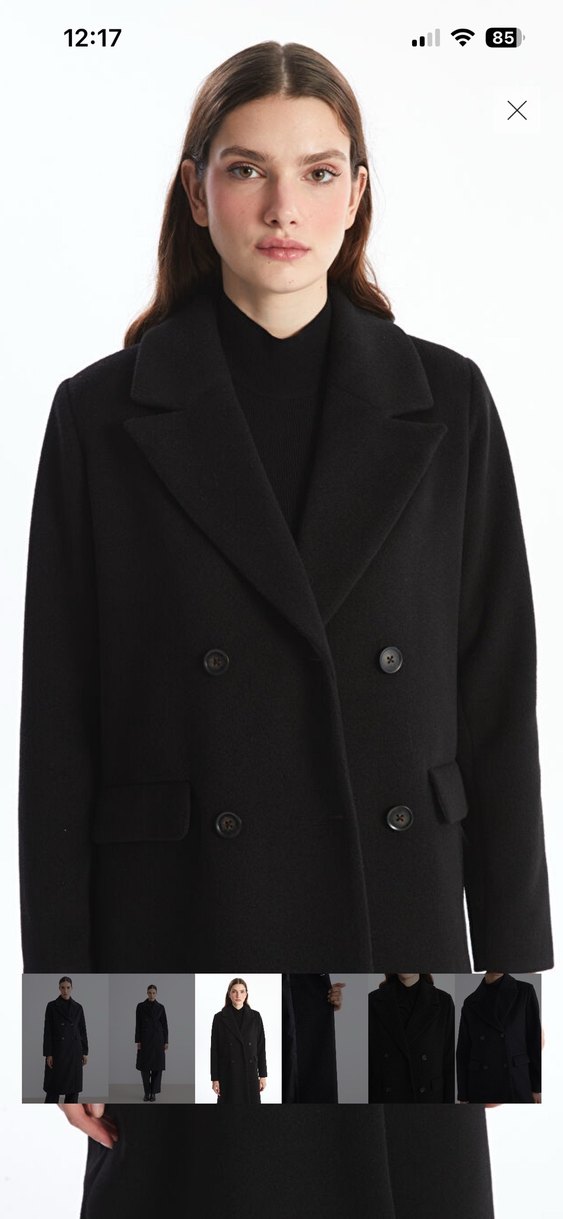 LCW Siyah Uzun Düğmeli Kadın Kaban - Görsel 3