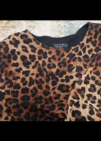 Kahverengi Leopar Desenli Elbise - Görsel 3