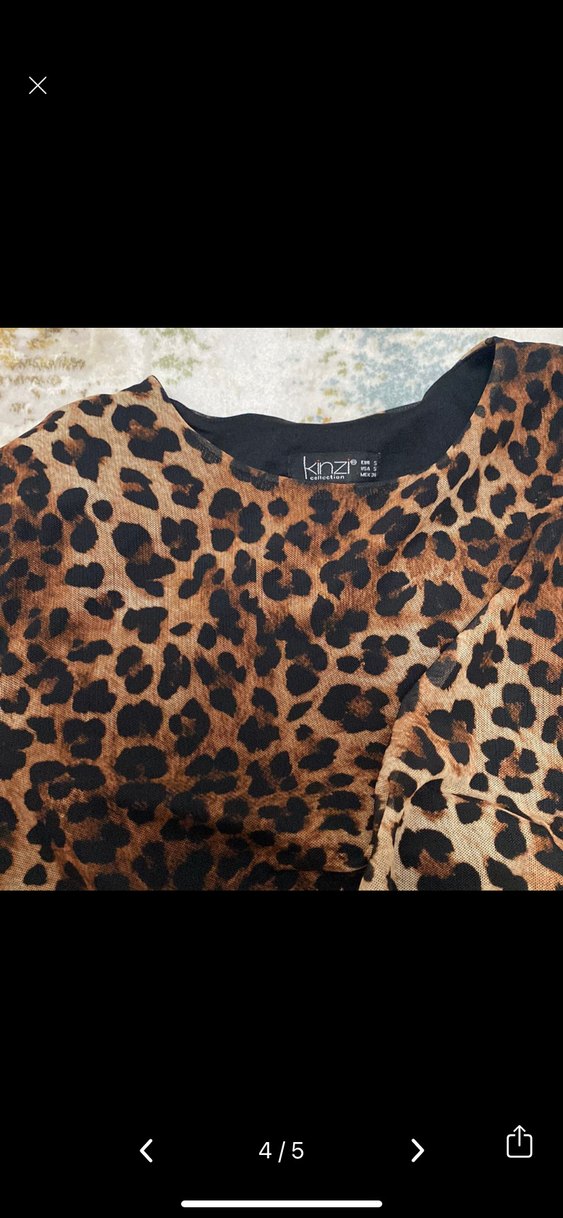 Kahverengi Leopar Desenli Elbise - Görsel 3