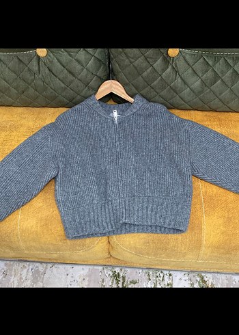 Gri Örgü  Kadın Kazak - Görsel 2