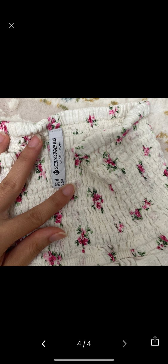 Beyaz Çiçekli Mini  Etek - Görsel 4