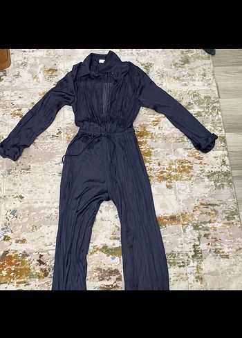 Kadın Gri Uzun Kollu Pilili Tulum - Görsel 3