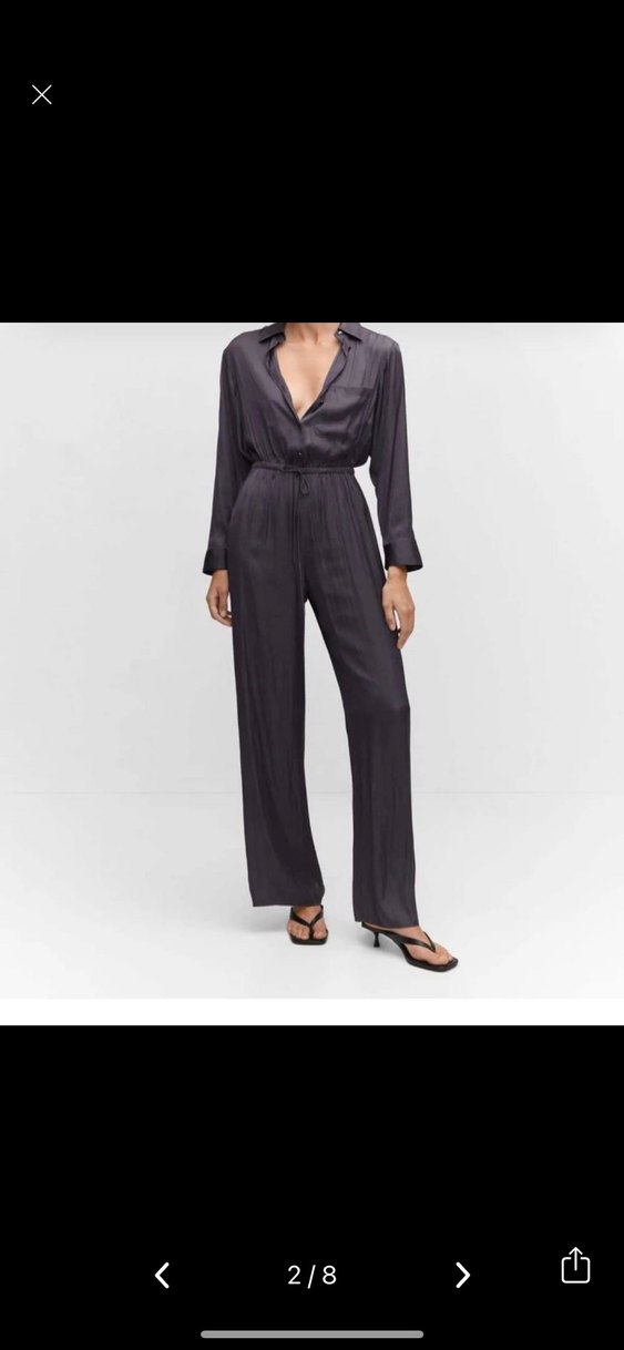 Kadın Gri Uzun Kollu Pilili Tulum - Görsel 2