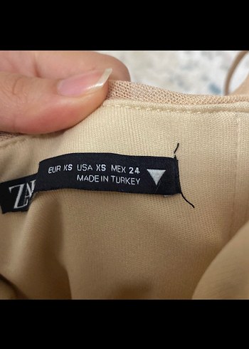 Bej Drapeli Uzun Askılı Elbise - Görsel 4