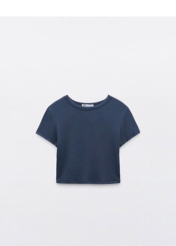 Kadın Haki ve Mavi Kısa Kollu Tişört - Görsel 3