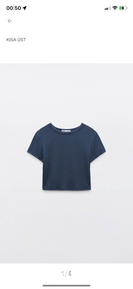 Kadın Haki ve Mavi Kısa Kollu Tişört - Görsel 3