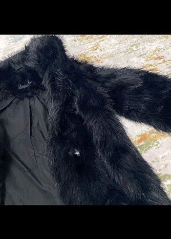 Siyah kürk Detaylı Kadın Kaban - Görsel 4