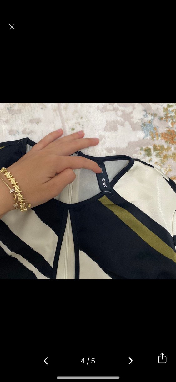 Zebra Desenli V Yaka Mini Elbise - Görsel 4