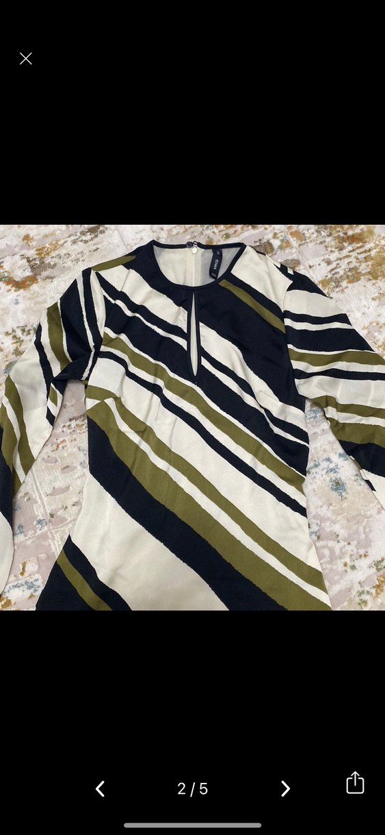 Zebra Desenli V Yaka Mini Elbise - Görsel 2