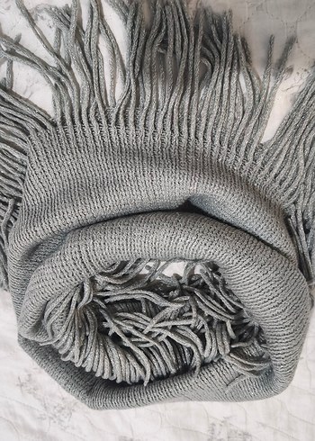 Gri Örgü Kadın Şal - Görsel 7